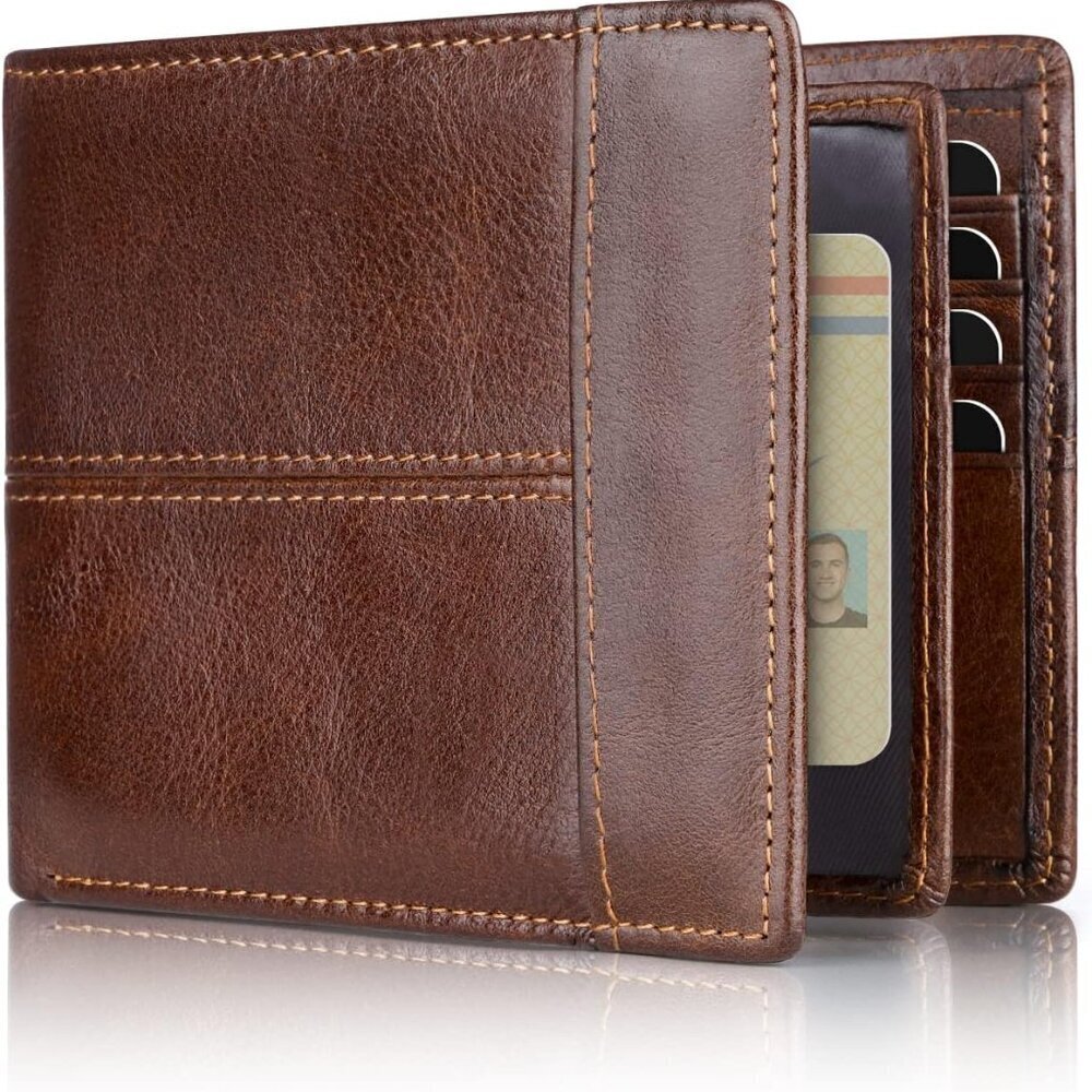 Leather Bifold Wallet for Men RFID Blocking